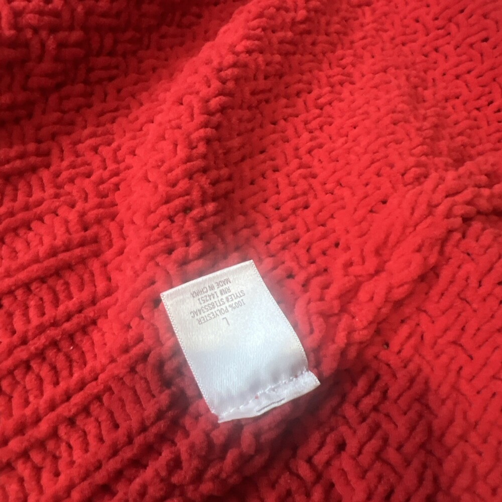 Harper Heritage Women’s Size Large Red Chunky Knit Grandma Cardigan Sweater - Picture 5 of 6